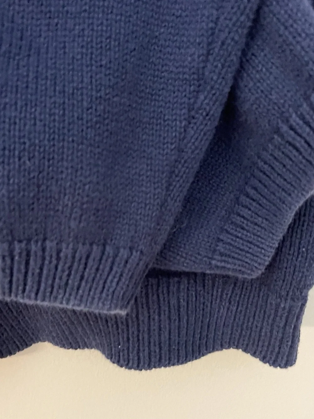 Lands' End  End Navy Cardigan Sweater Medium 100% Cotton Collar Oversized - Picture 8 of 10